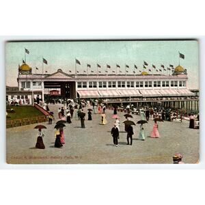 Casino Building And Boardwalk Postcard 1910s Asbury Park New Jersey Germany APCC